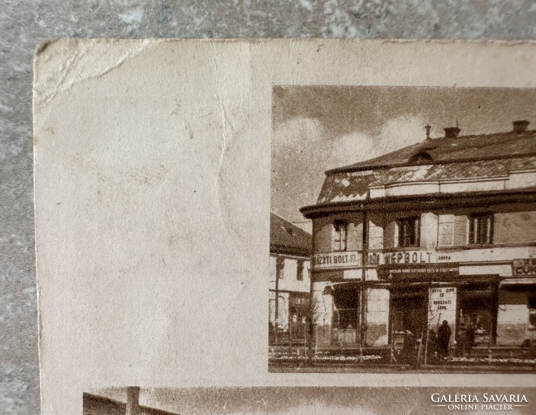 Dunaföldvár mosaic postcard shops-windows, council house 1954