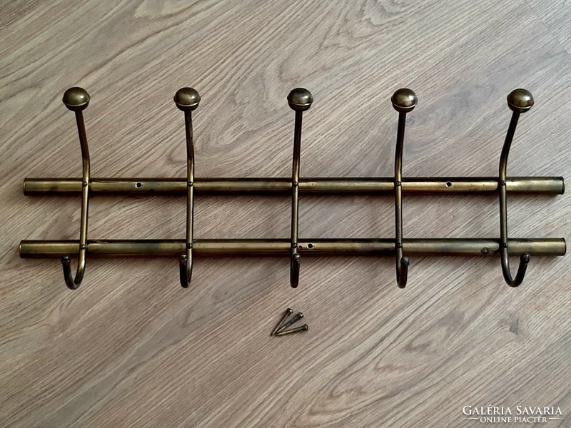 Art deco copper or bronze hanger, hanger with 5 double clothes hangers, clothes rack