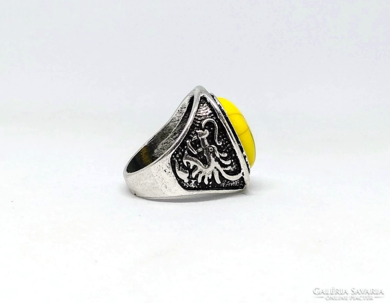 Stainless steel ring with yellow marble stone 278