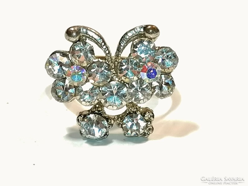Rings butterfly, red and blue rhinestones (1148)
