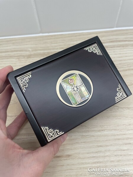 Inlaid business card holder