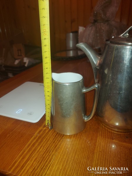 Silver-plated copper-coated porcelain teapot and milk spout