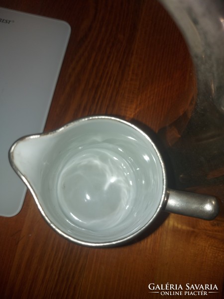 Silver-plated copper-coated porcelain teapot and milk spout