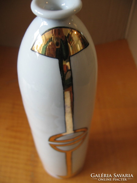 Aranyozott porcelán misebor tartó palack Keramik Stoißer Gnas