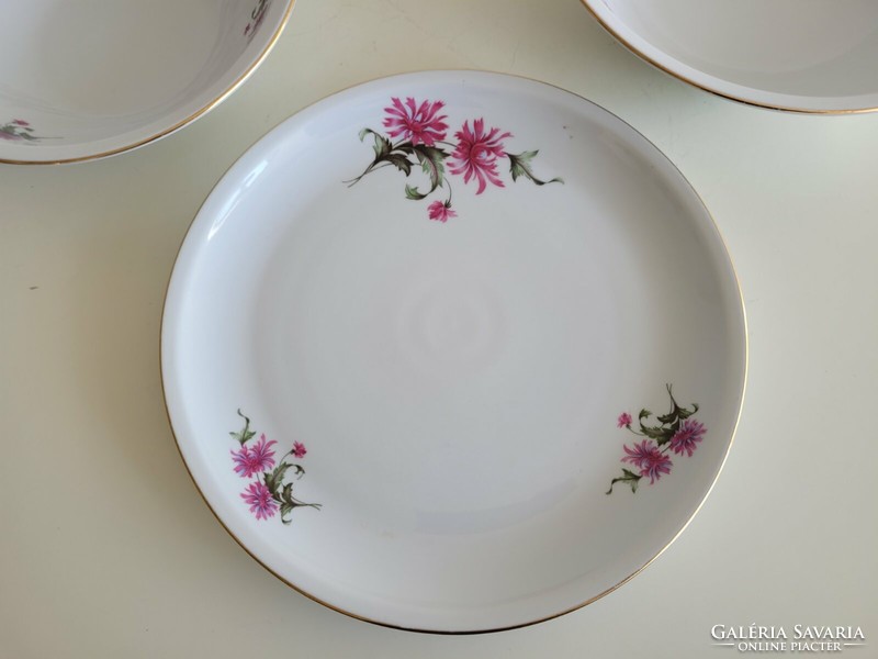 Old retro lowland porcelain large bowl with flower pattern 3 pcs