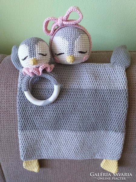 Crocheted sleeper and rattle