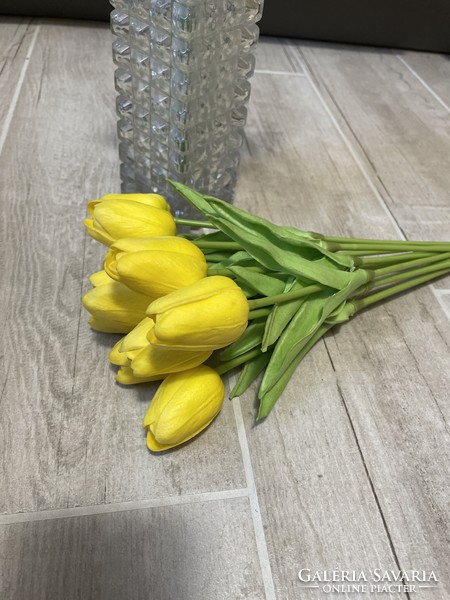 Gyönyörű élethű  gumi habgumi tulipán sárga csokor tulipánok virág növény lakásdekoráció