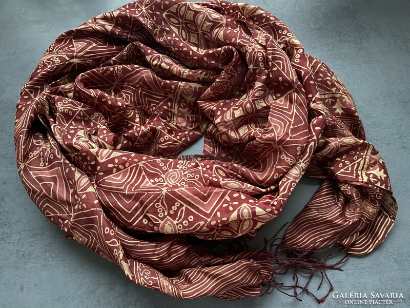 Huge size, beautiful batik Indonesian handwork 100% silk scarf, shawl, stole 170*88cm+ fringe
