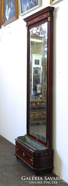 1Q136 antique huge beat mahogany empire mirror with flower box 272 x 100 cm