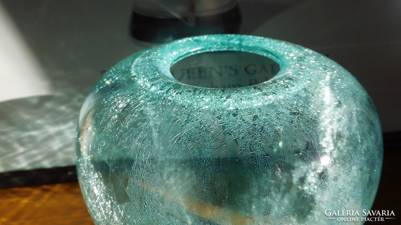 For buyer Ericwolf - 17.5 cm turquoise blue veil glass vase, rare form