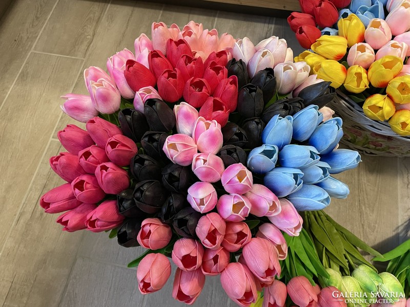 Beautiful lifelike blue rubber foam tulip bouquet tulips flower plant home decoration