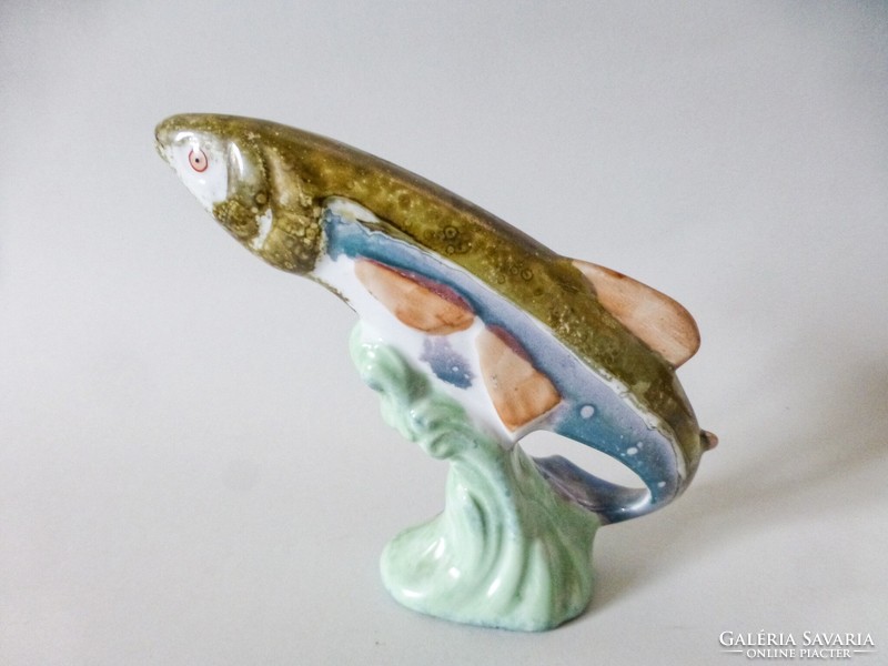 Rare retro porcelain fish, jumping trout with nice painting
