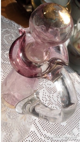 Art Nouveau blown glass graceful decanter with frilled mouth - art&decoration
