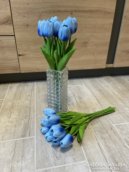 Beautiful lifelike blue rubber foam tulip bouquet tulips flower plant home decoration