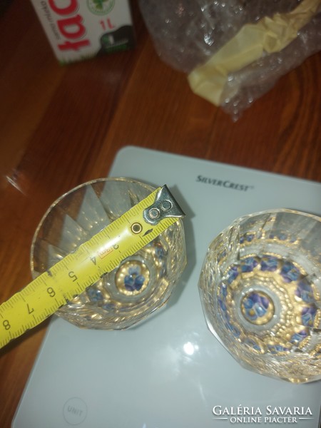 Bohemian zwischengoldglass flared liqueur or shot glass beaker/bohemia crystal glass, gold-plated