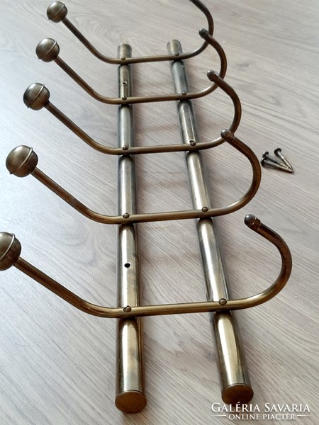 Art deco copper or bronze hanger, hanger with 5 double clothes hangers, clothes rack