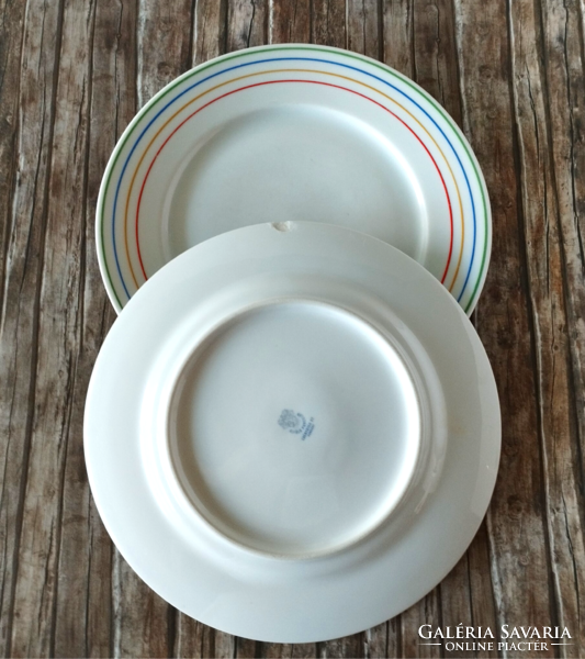 2 rarer colored plain striped pattern porcelain cookies, small sandwich plates