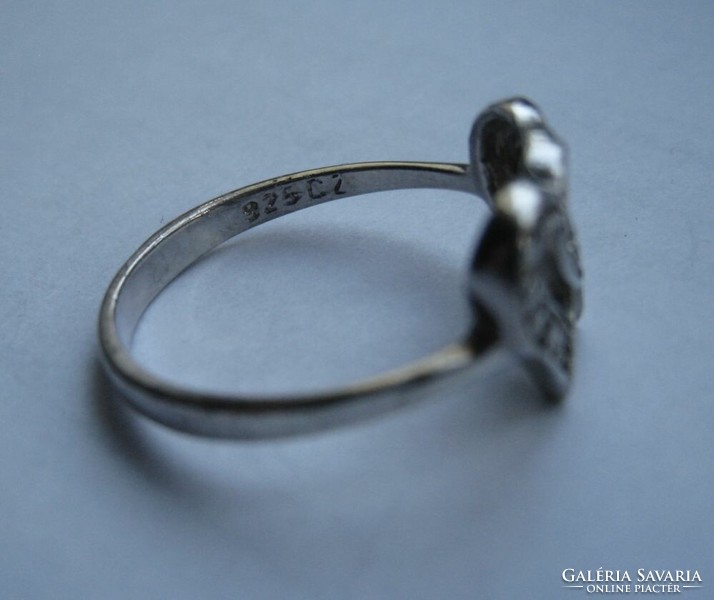 Double heart, two heart silver ring