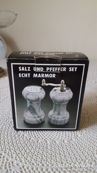 Marble table salt shaker and pepper grinder set