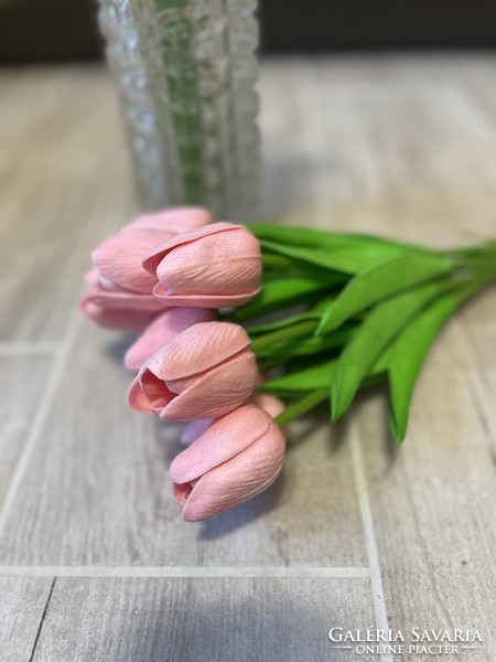 Művirág Gyönyörű élethű gumi habgumi tulipán csokor tulipánok virág növény lakásdekoráció
