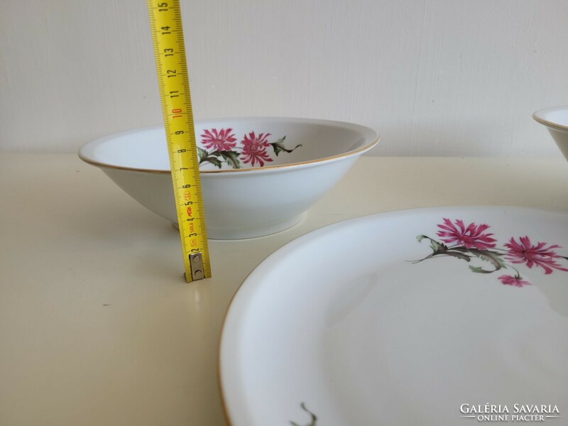 Old retro lowland porcelain large bowl with flower pattern 3 pcs