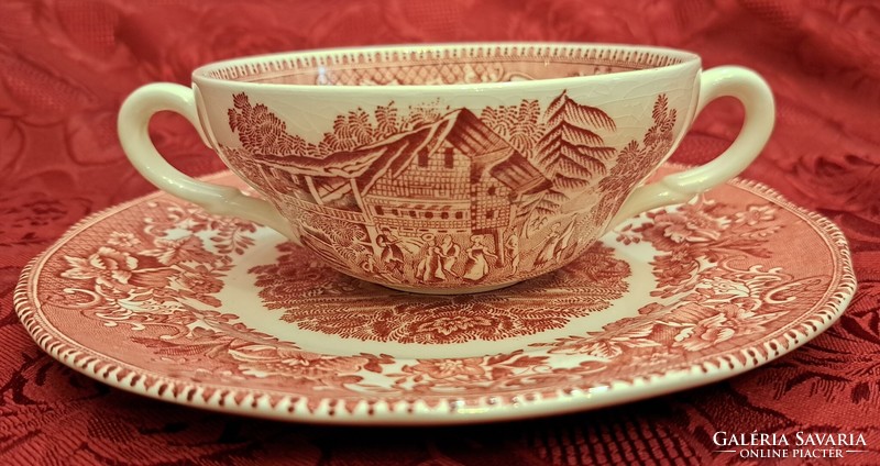 English porcelain soup cup with plate (l4472)