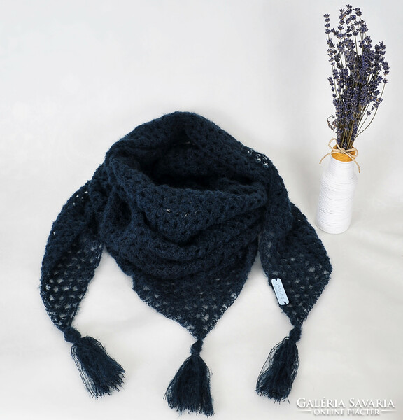 Dark blue crochet shawl-scarf