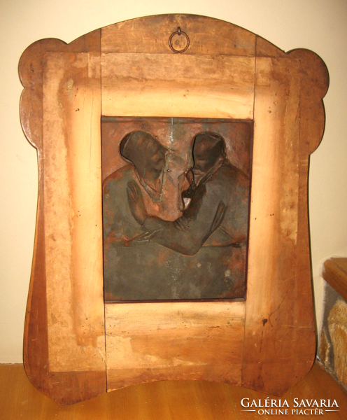 Telcs ede / 1872 - 1948 / : when I was still a bachelor bronze relief in Art Nouveau frame