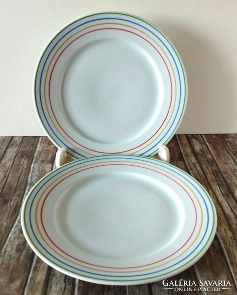 2 rarer colored plain striped pattern porcelain cookies, small sandwich plates