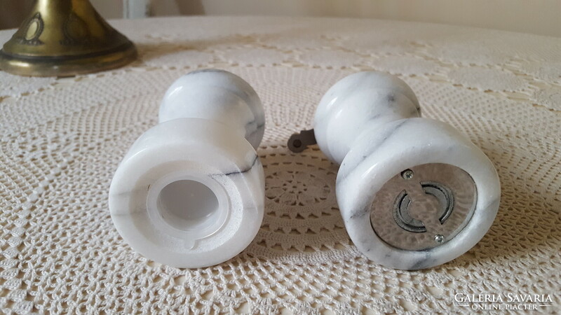 Marble table salt shaker and pepper grinder set