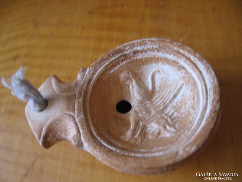 Antique Roman replica terracotta oil lamp