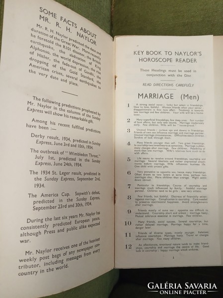 Asztrológiai kuriózum! R.H.Naylor brit asztrológus egyéni horoszkóp kiadványa az 1934-5-ös évre