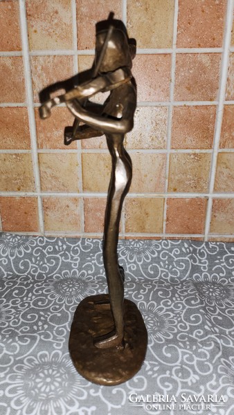 Bronze modern sculpture girl with violin