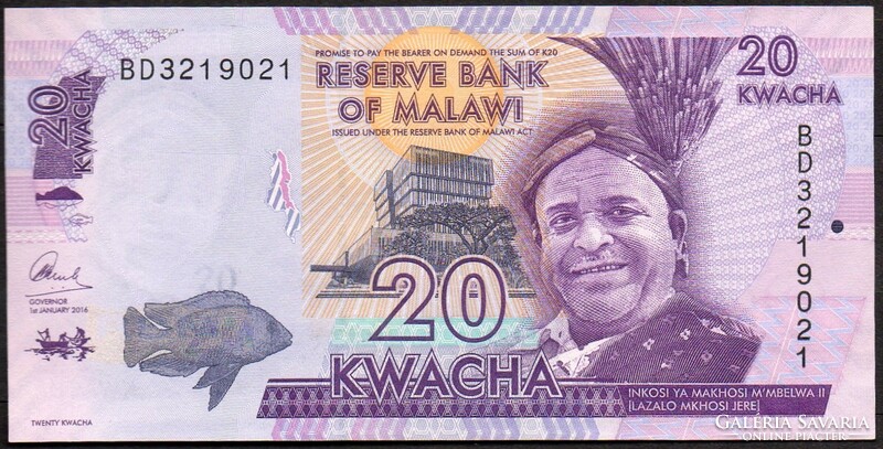 D - 012 -  Külföldi bankjegyek: 2015 Malawi 20 kwacha  UNC