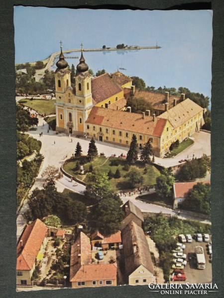 Postcard, Balaton, Tihany skyline with the abbey church