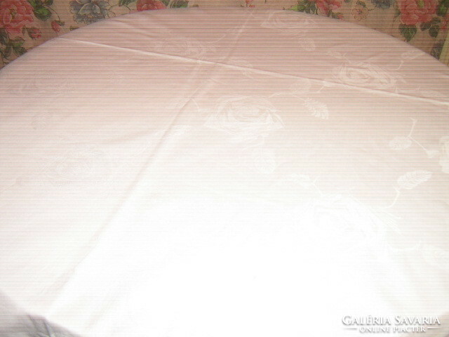 Beautiful rosy snow white huge damask tablecloth