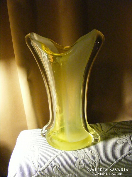 Art deco színes vastag üveg váza 32 cm  - 2,6 kg