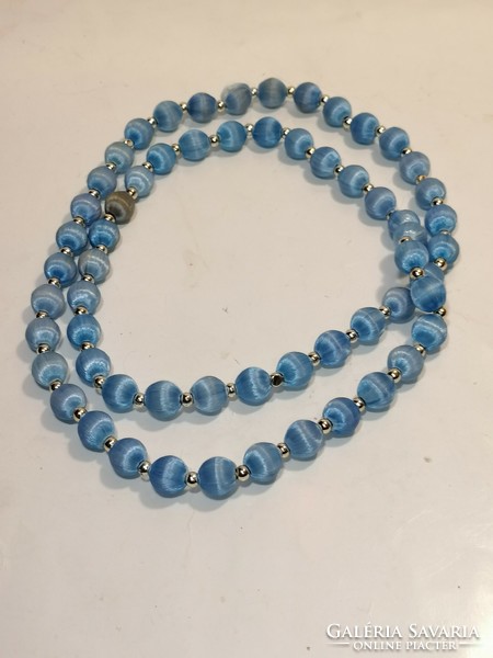 Old blue silk string of beads (164)
