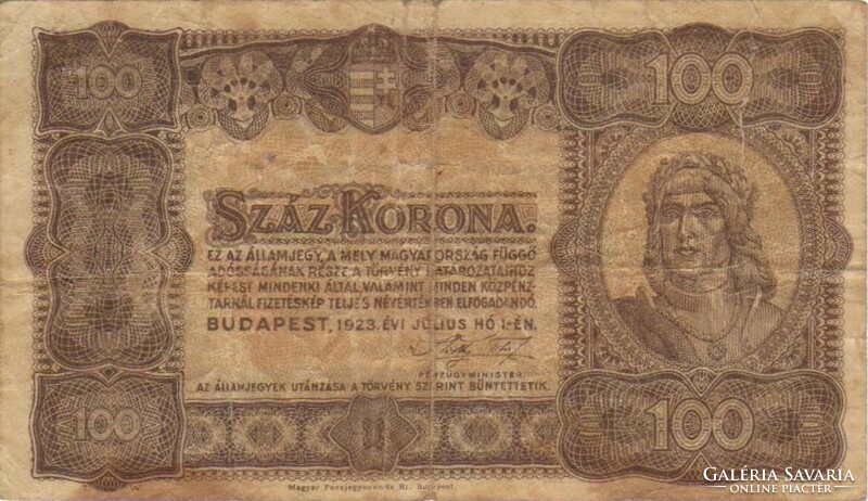 100 Crown 1923 banknote printing works 1.
