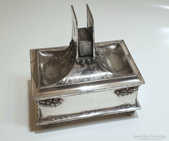 Moritz hacker, art nouveau, silver-plated cigar box, cigarette box, with match holder