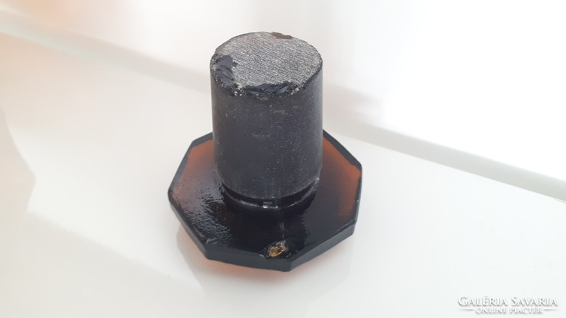 Régi 21 cm-es borostyánsárga dugós patikaüveg