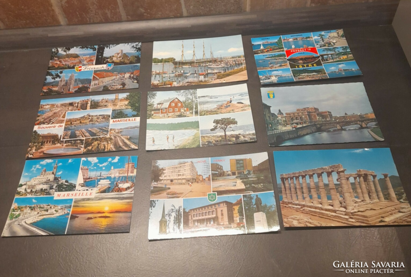 9 European postcards in one