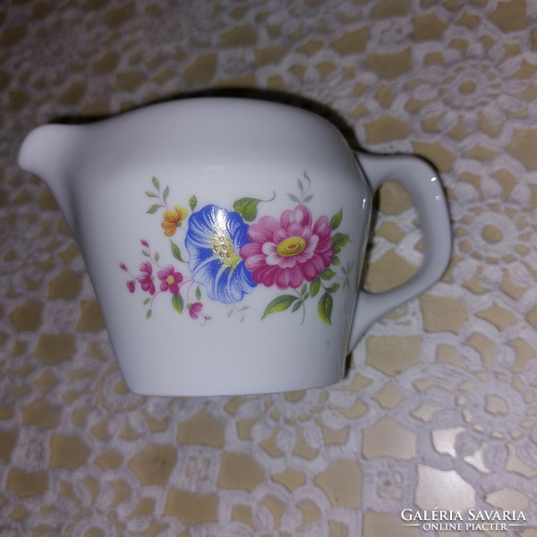 Hollóháza coffee pouring porcelain, beautiful pink-blue flowers