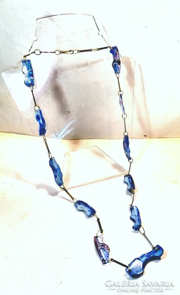 Régi kék gyöngyház nyakék (198)