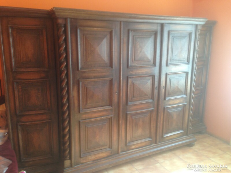 Old walnut cabinet with 5 doors