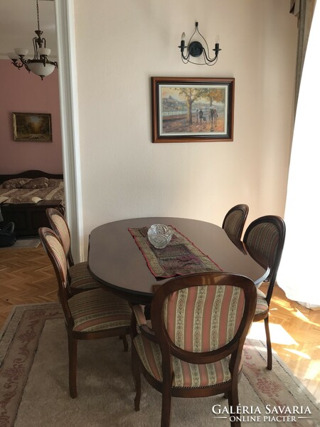 Large dining table with 6 chairs, Biedermeier style