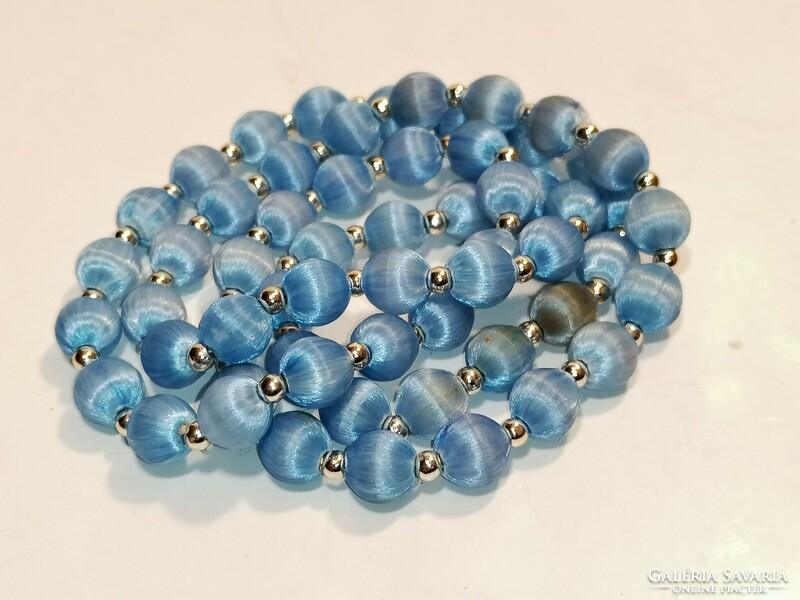 Old blue silk string of beads (164)