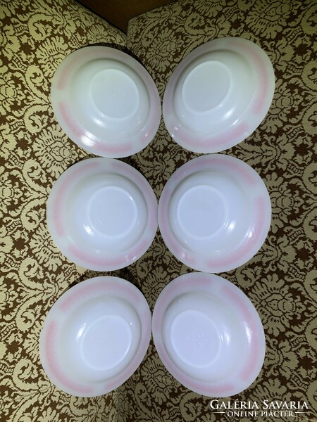 Retro Brazilian thermo rey brasividro deep plate - 6 milk glass soup plates