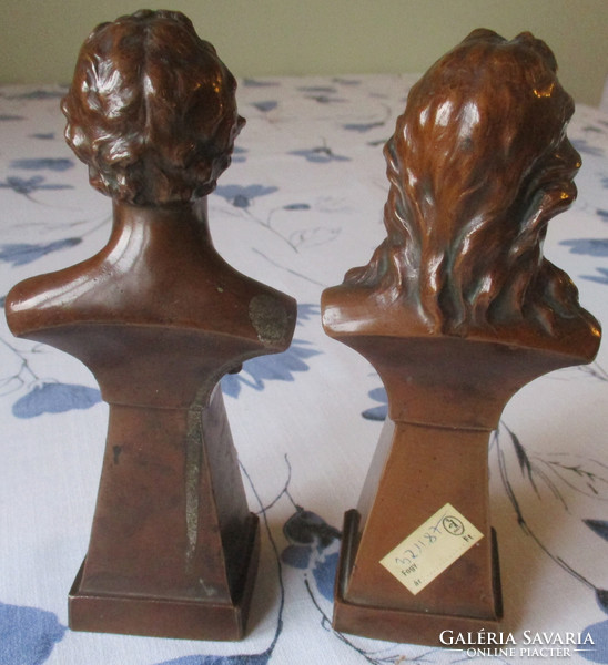 Bronze busts, busts of Goethe and Schiller,