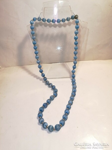 Old blue silk string of beads (164)